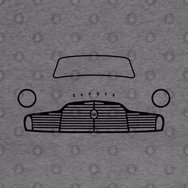 Ford Zephyr Mk II classic car outline graphic (black) by soitwouldseem